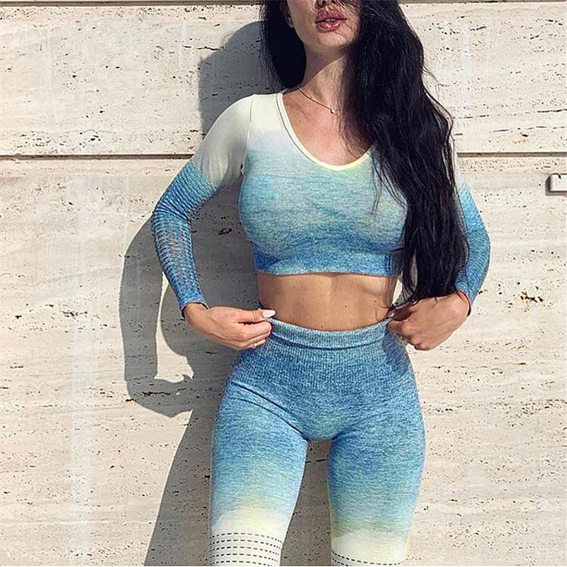 Fitness Set "Nuri", 2-teilig - Crop Top & High Waist Leggings - GYMAHOLICS