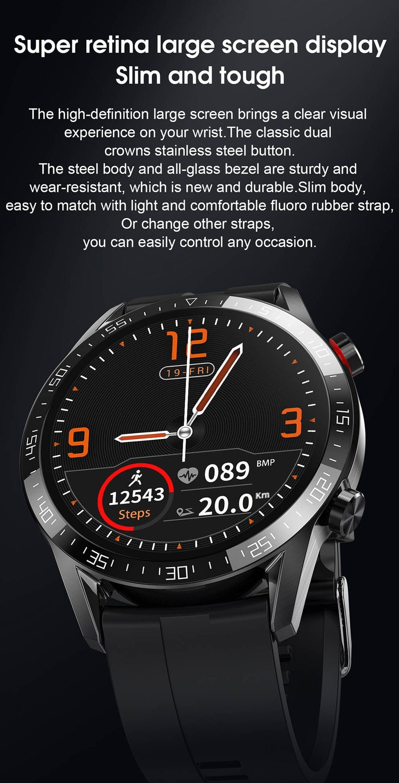 Fitness Smartwatch "Graw" - Full Touch Screen - GYMAHOLICS