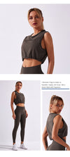 Gym Seamless Tops Lightweight Crop Top Women's Sports Yoga Fitness Loose Drawstring Top Sleeveless Yoga Tank Top Workout Clothes