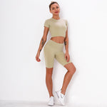 Fitness Set "Juna" - Crop Top & Biker Shorts - GYMAHOLICS