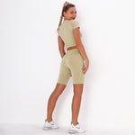 Fitness Set "Juna" - Crop Top & Biker Shorts - GYMAHOLICS