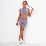 Fitness Set "Juna" - Crop Top & Biker Shorts - GYMAHOLICS