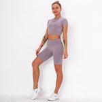 Fitness Set "Juna" - Crop Top & Biker Shorts - GYMAHOLICS